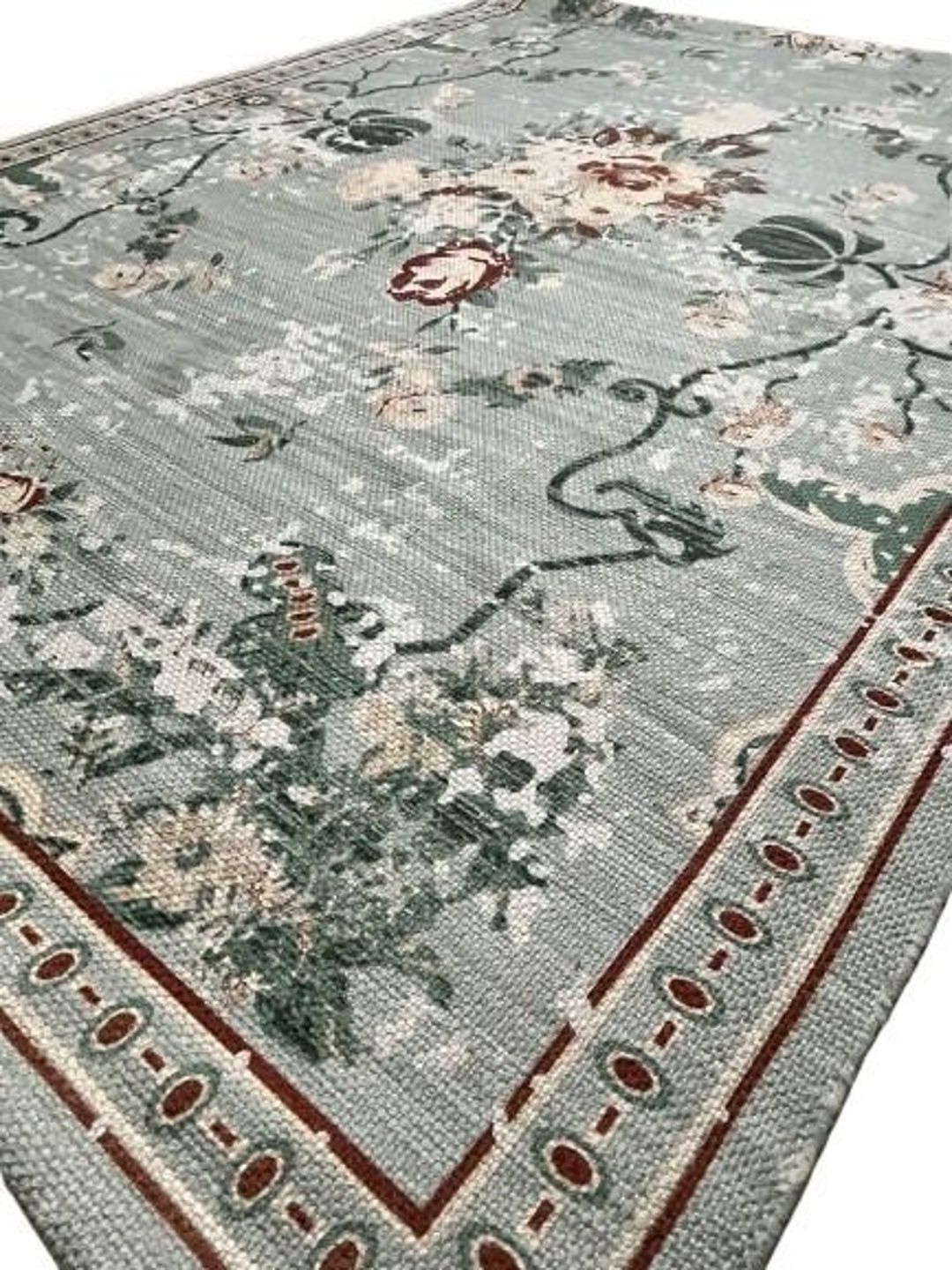 Siya Textiles Green & White Printed Rectangle Anti-Skid Carpet-image-15