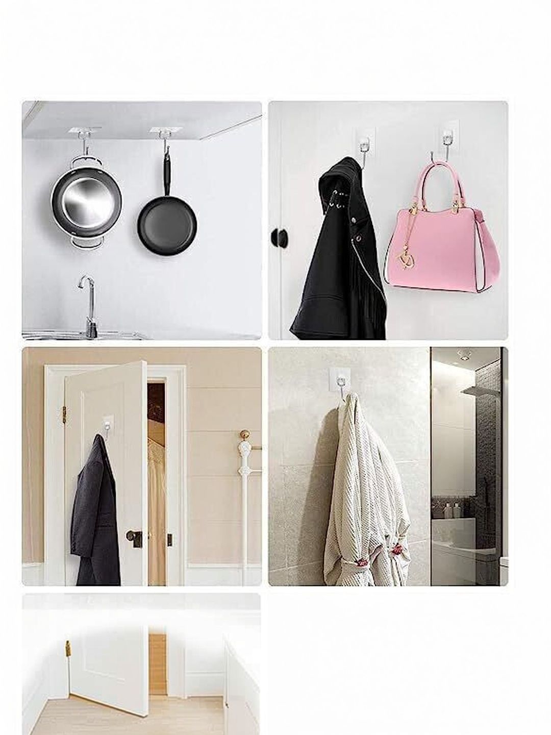 MERCEHIVE Transparent Stainless Steel 20-Pcs Wall Hooks-picture-28