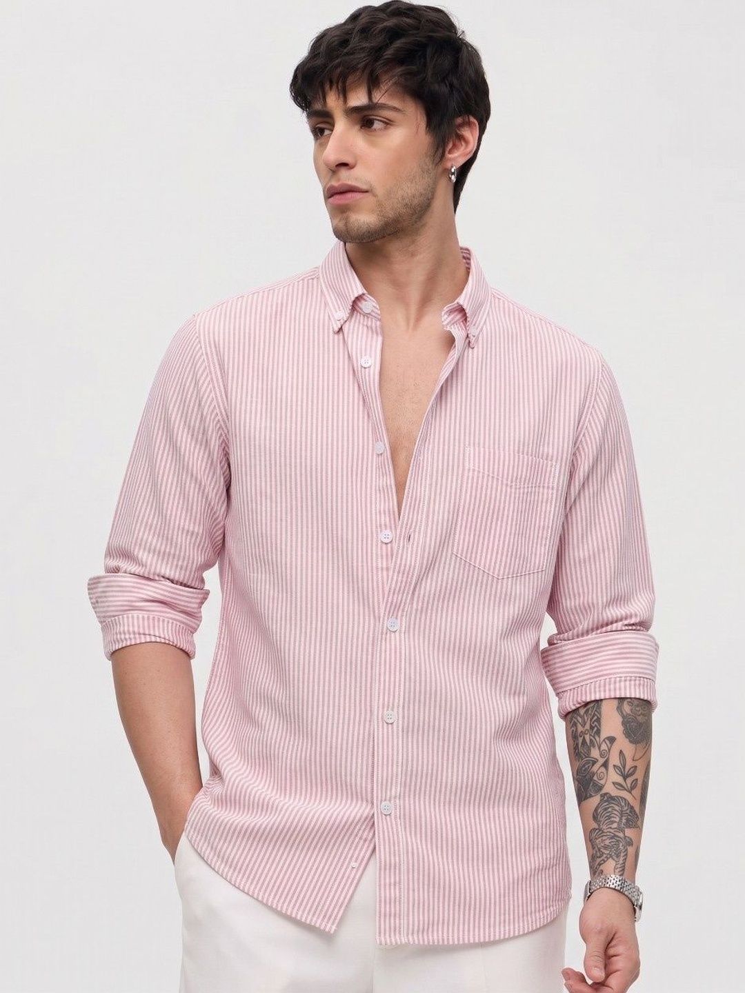 OQUENT Men Standard Striped Casual Shirt-picture-15