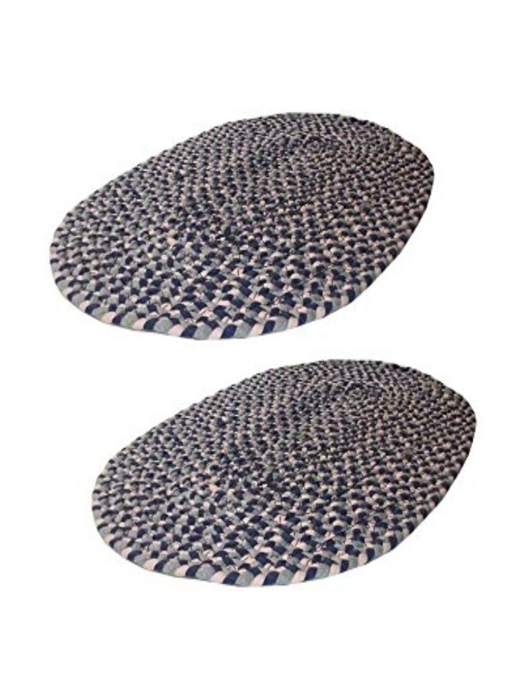 Siya Textiles Set Of 2 Grey & White Patterned Anti-Skid Doormats-picture-32