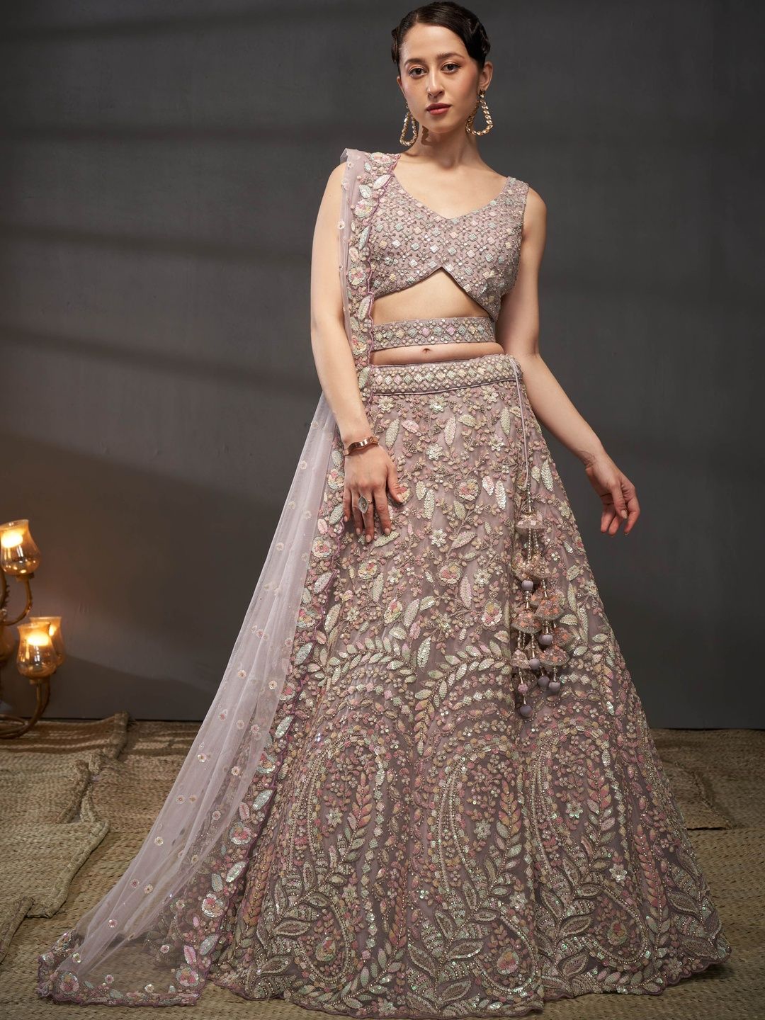 KALINI Embellished Sequinned Semi-Stitched Lehenga & Unstitched Blouse With Dupatta-picture-24