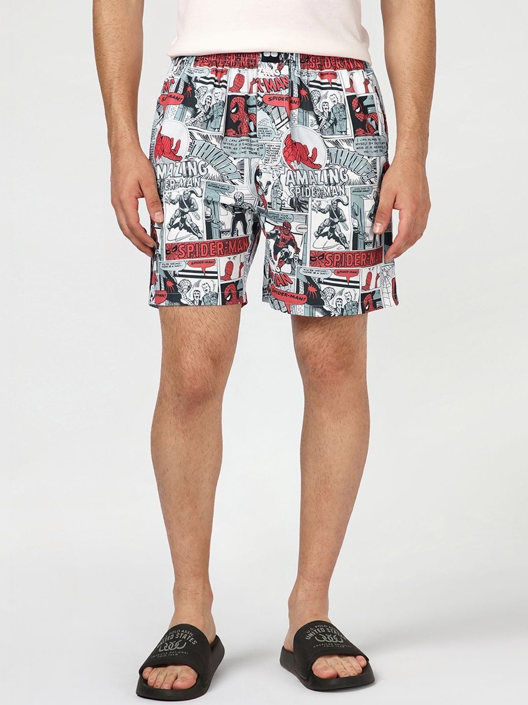 Bewakoof Men's White Spiderman All Over Printed Boxers-picture-27
