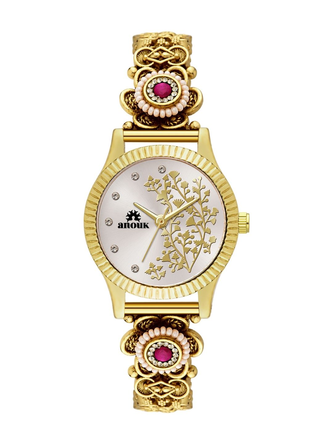Anouk Women Printed Dial & Bracelet Style Straps Analogue Watch 1601 Silver Dial Charmed Precision-image-27
