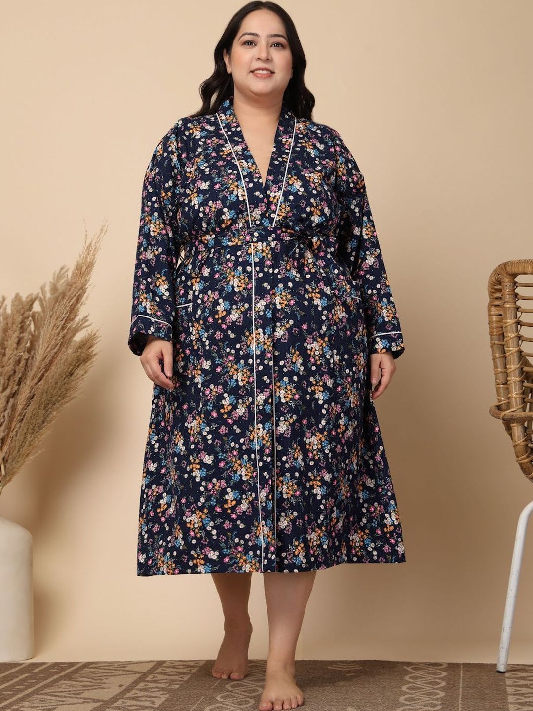 KLOTTHE Cotton Knee Length Bath Robe-picture-32