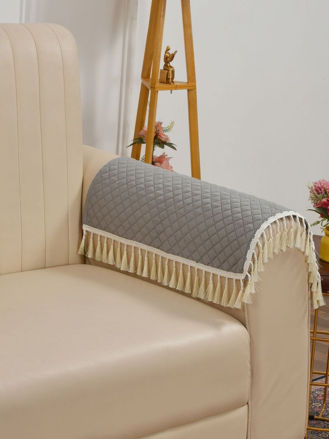 Homefab India Grey 2 Piece Sofa Cover With Arms-picture-13