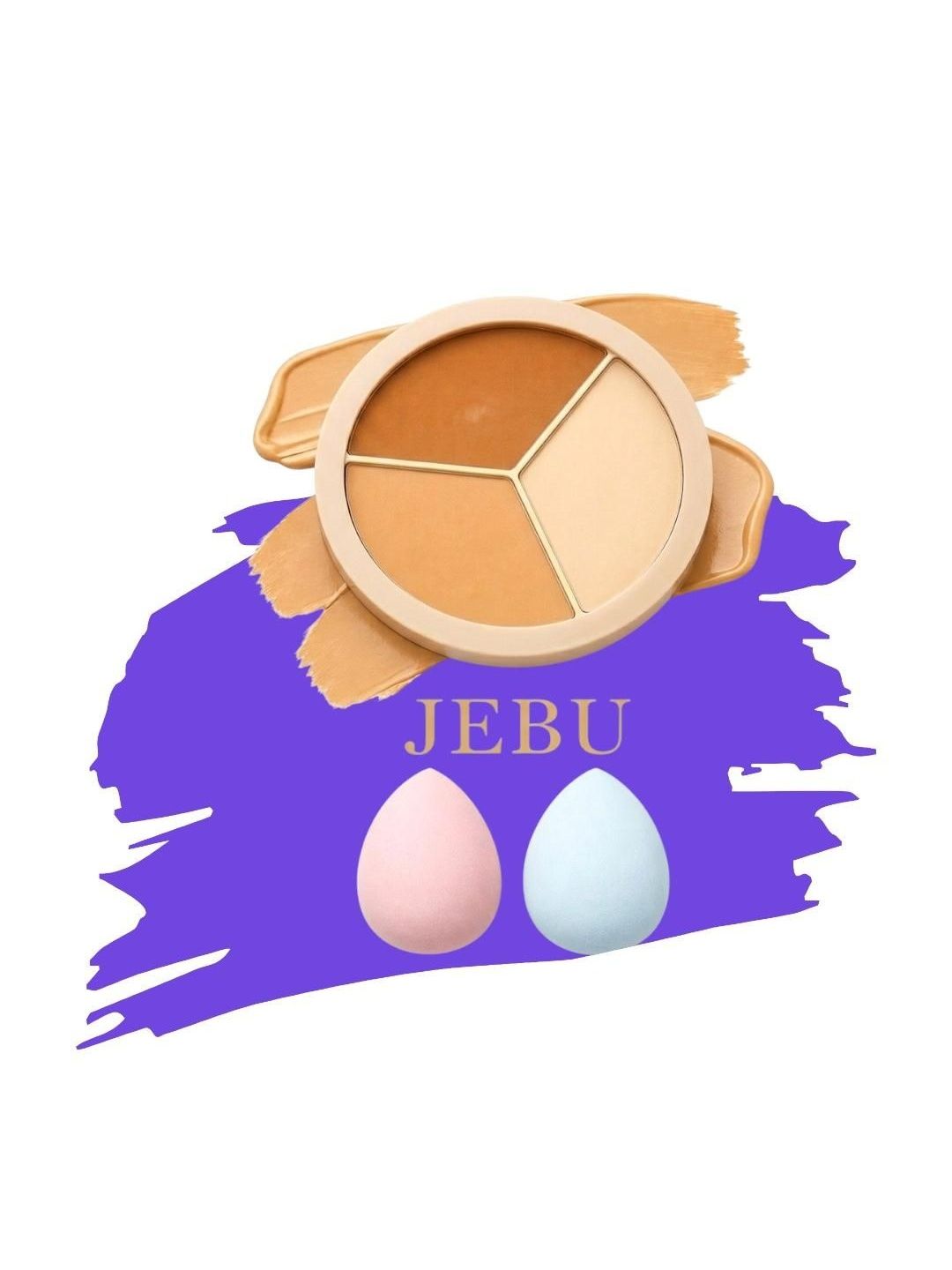 JEBU 3 In 1 Face Concealer Palette For Dark Circles With Beauty Blender-picture-46