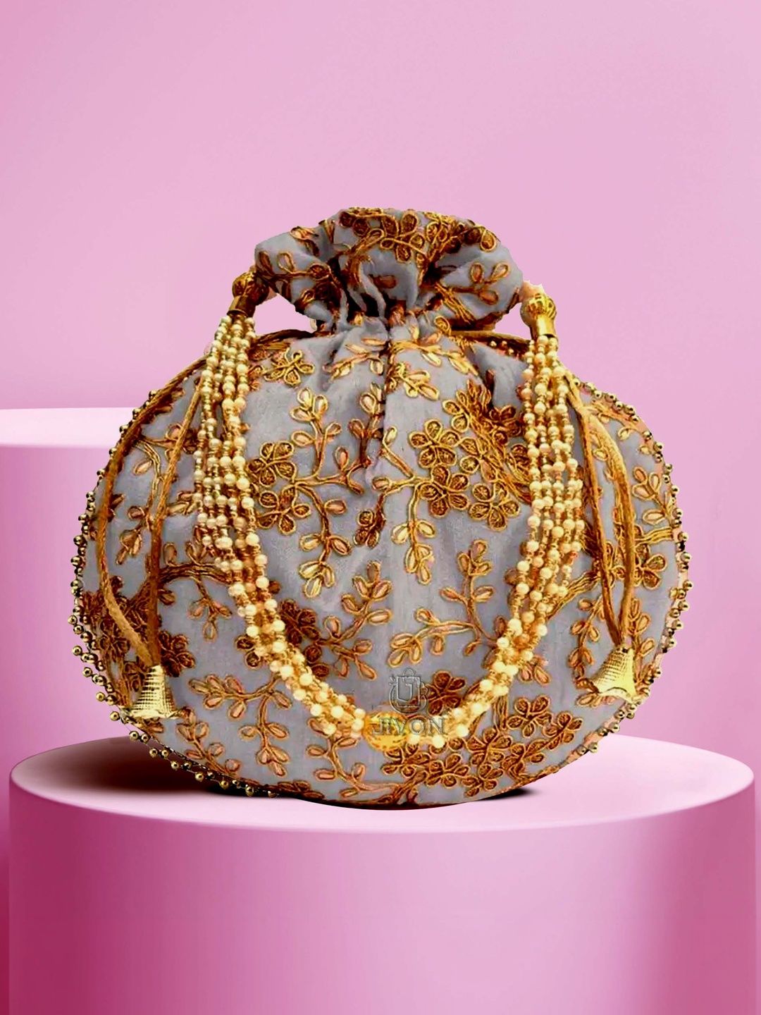 JIVON Embroidered Embellished Potli Clutch-picture-53