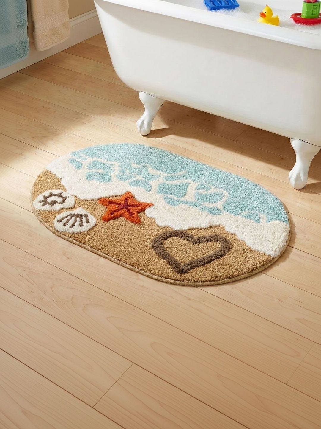 Saral Home Blue Shore Bath Mat With Anti-Skid Backing & Water Absorbing Bath Rugs-image-2