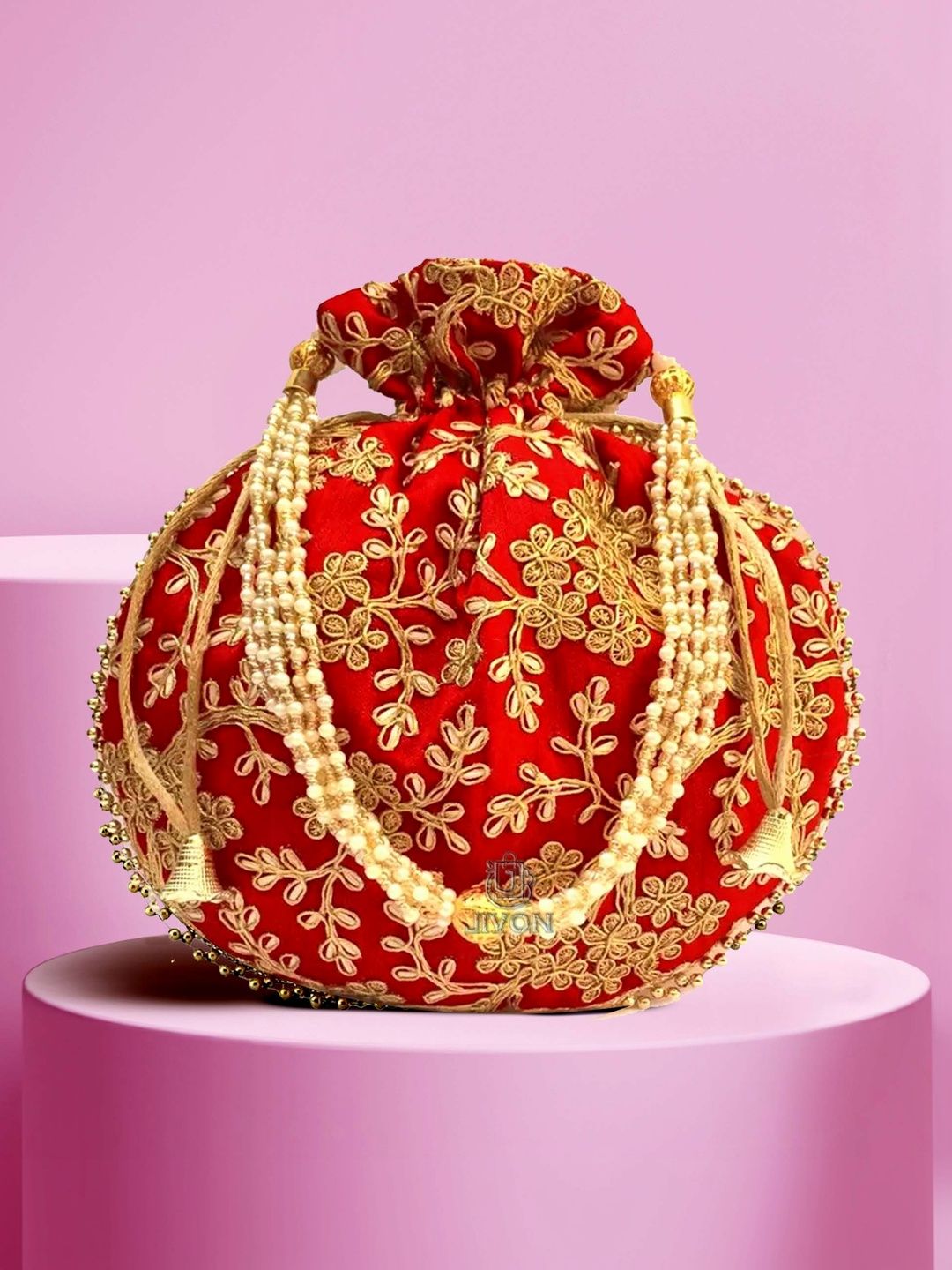 JIVON Embroidered Embellished Potli Clutch-picture-44