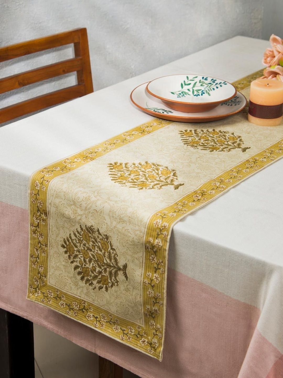 Fabindia Yellow Floral Pure Cotton Table Runners-image-8