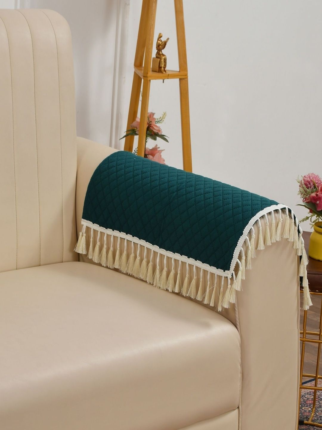 Homefab India Teal 2 Piece Sofa Cover With Arms-picture-30