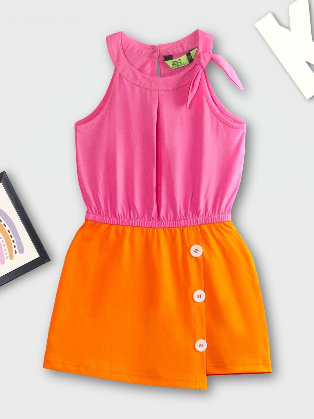 Tiara Girls Halter Neck Colourblocked Jumpsuit-picture-42