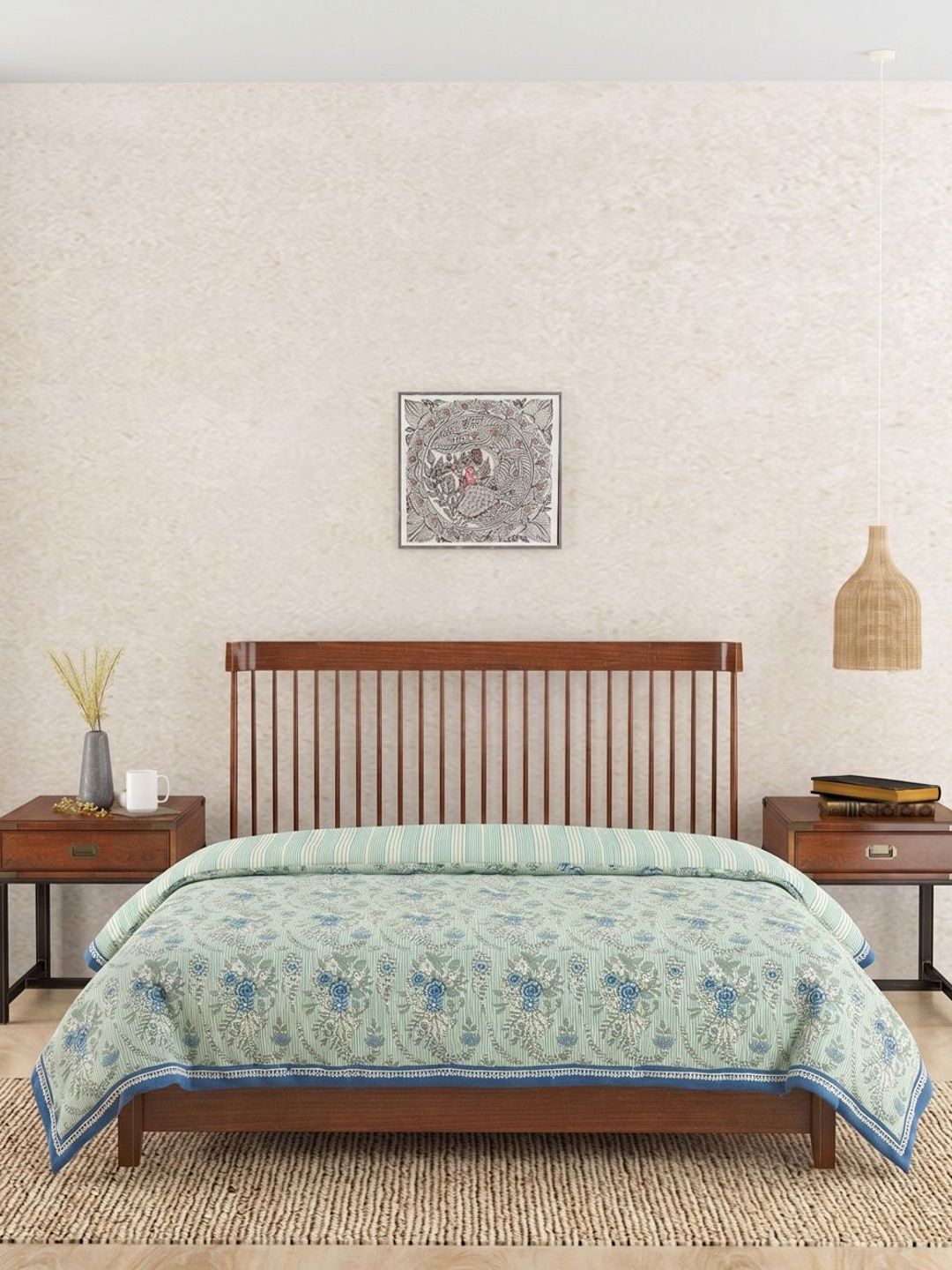 Fabindia Blue Floral Mild Winter 354 GSM Quilt-image-20