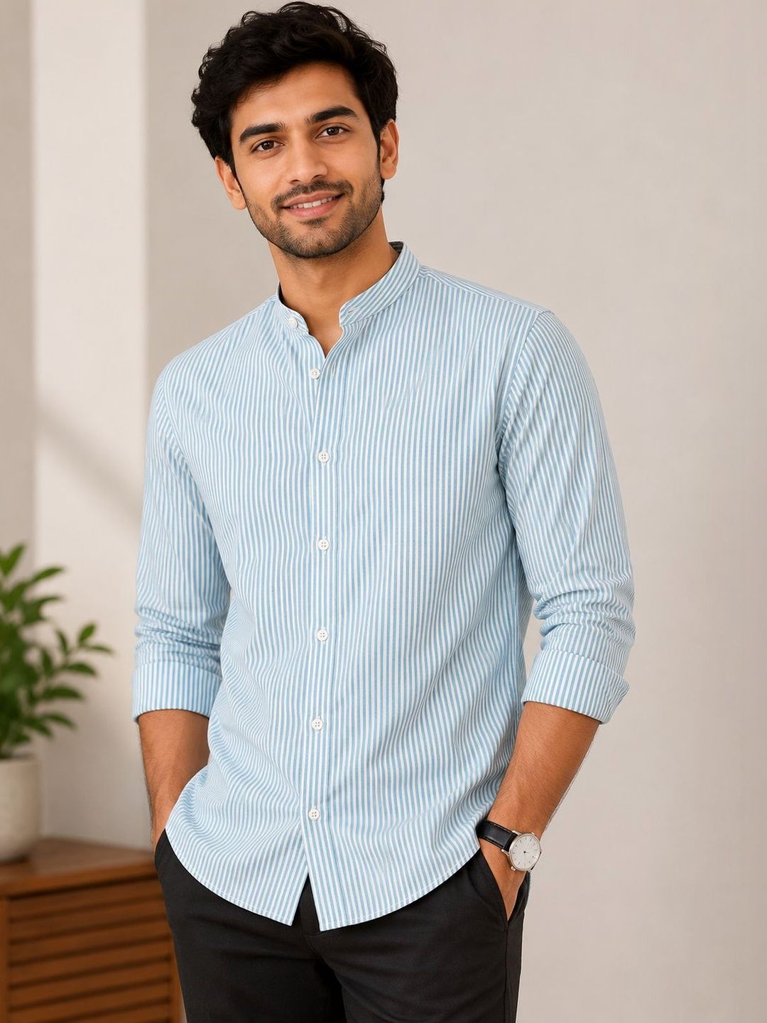 HERE&NOW Men Standard Striped Casual Shirt-picture-24