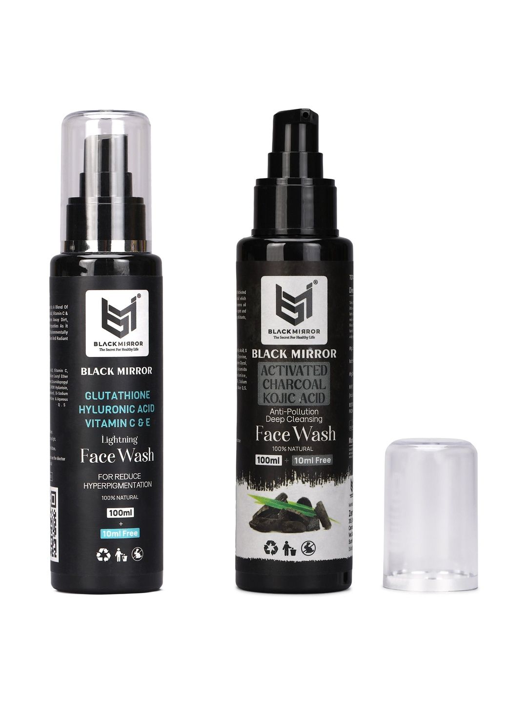BLACK MIRROR Set Of 2 Vitamin C & E With Charcoal Kojic Face Wash - 110 ml Each-image-1
