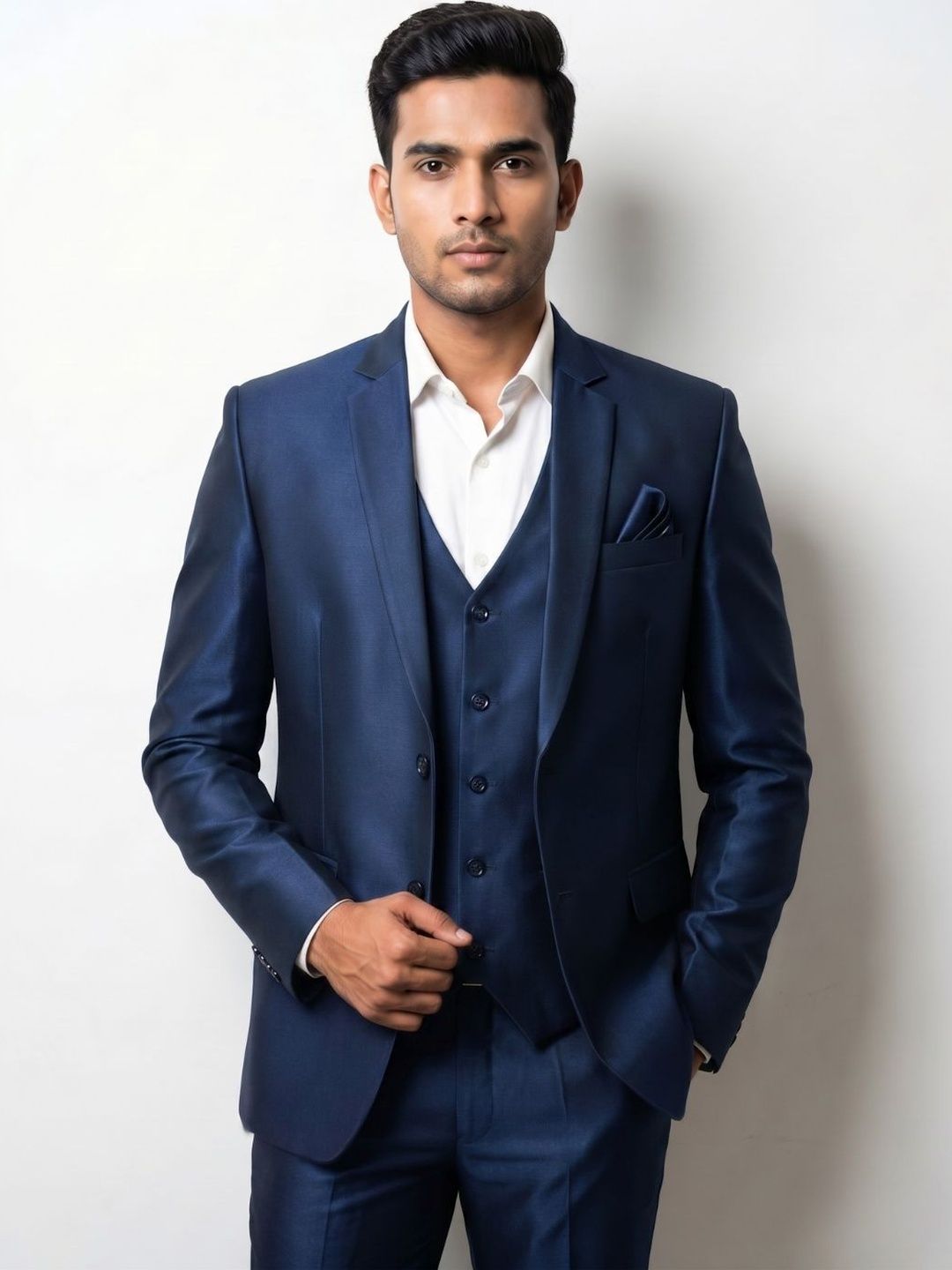 TRIANGLE Notched Lapel Collar Single-Breasted Three-Piece Suit-picture-41