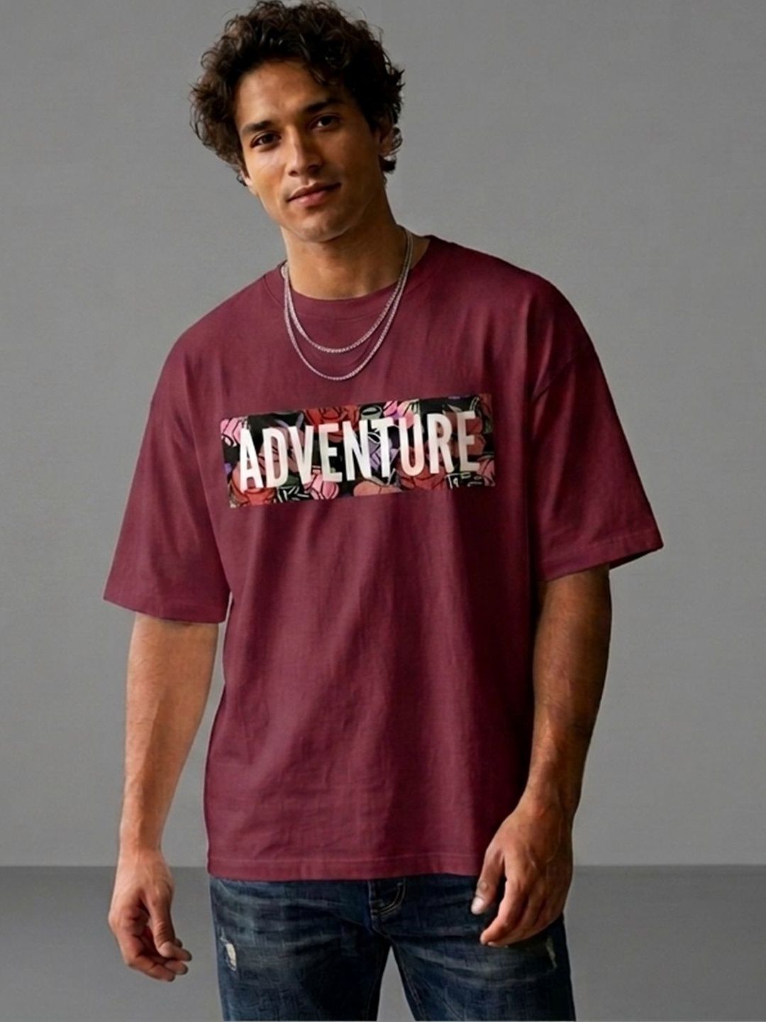 HERE&NOW Men Typography Printed Drop-Shoulder Sleeves T-shirt-picture-47