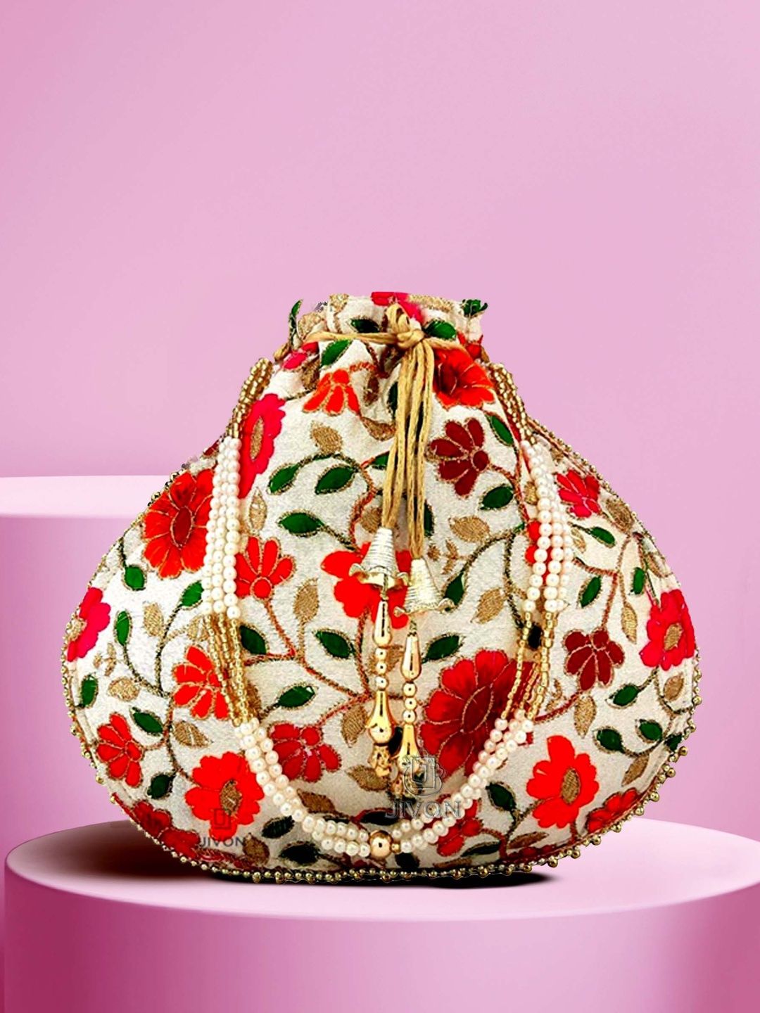 JIVON Embroidered Embellished Potli Clutch-picture-35