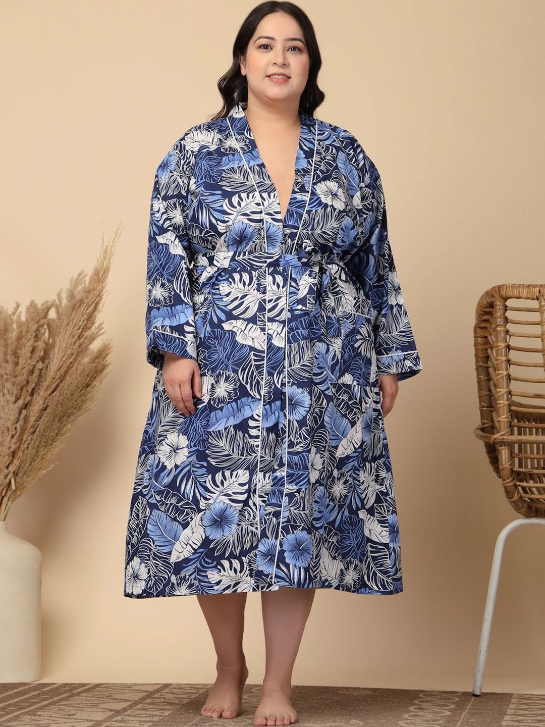 KLOTTHE Cotton Knee Length Bath Robe-picture-55