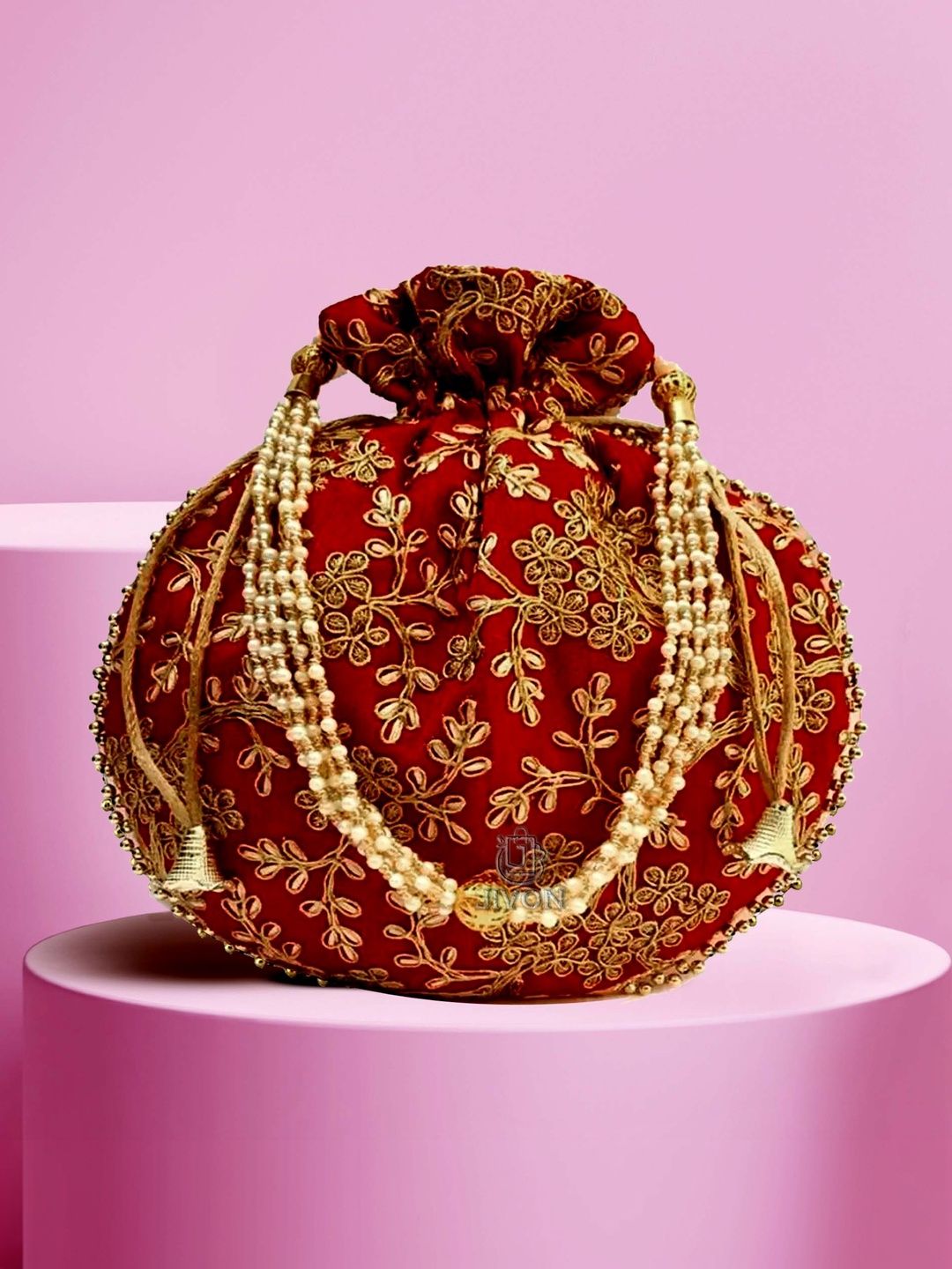 JIVON Embroidered Embellished Potli Clutch-picture-45