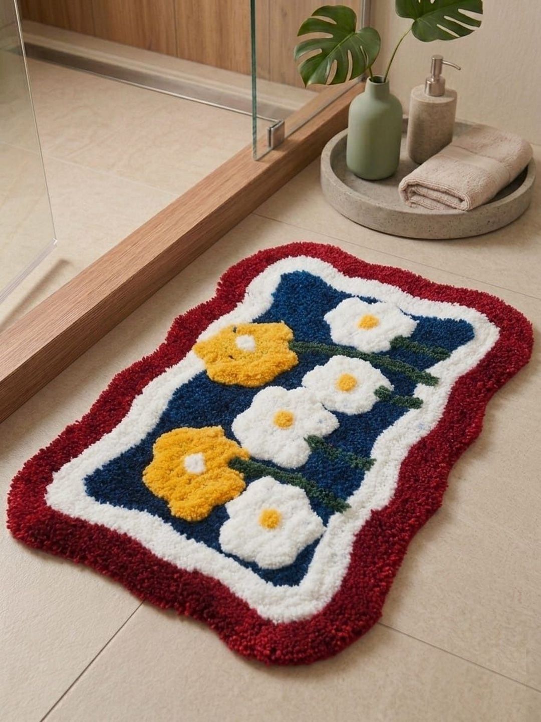 Banchmark Home Furnishings Red 2Piece 2200 GSM Anti Skid High Absorbent Bath Rug-picture-16