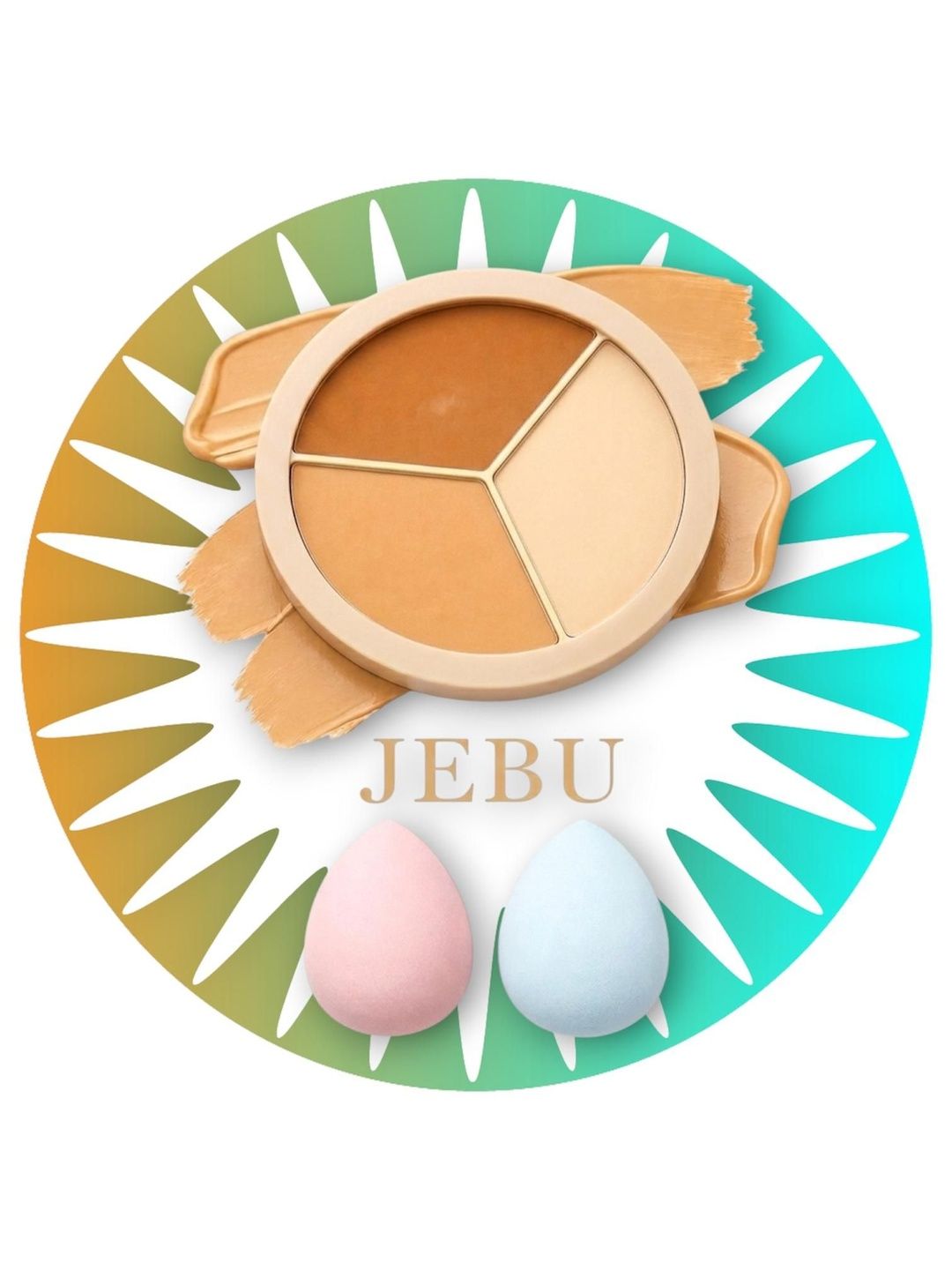 JEBU 3 In 1 Face Concealer Palette For Dark Circles With Beauty Blender-picture-36