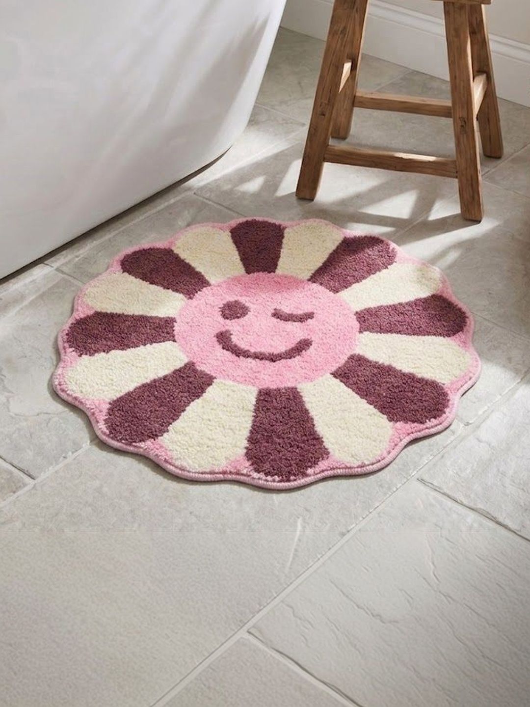 Saral Home Pink Self Designed Bath Rug With Anti-Skid Backing & Water Absorbing-picture-26