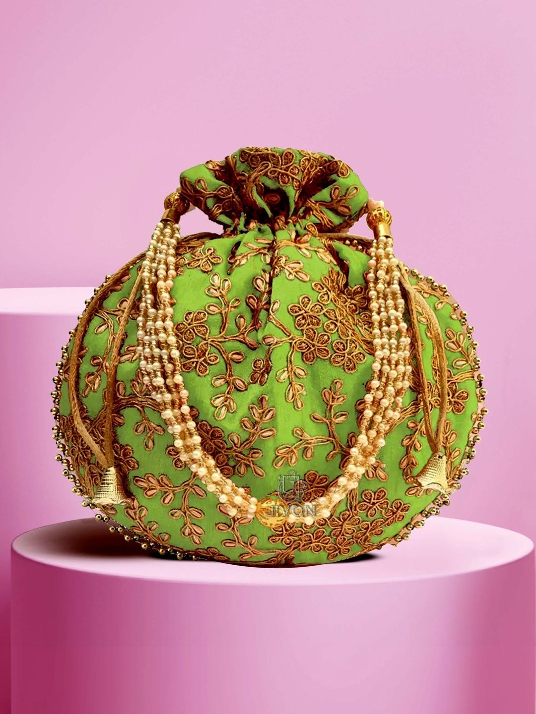 JIVON Embroidered Embellished Potli Clutch-picture-14