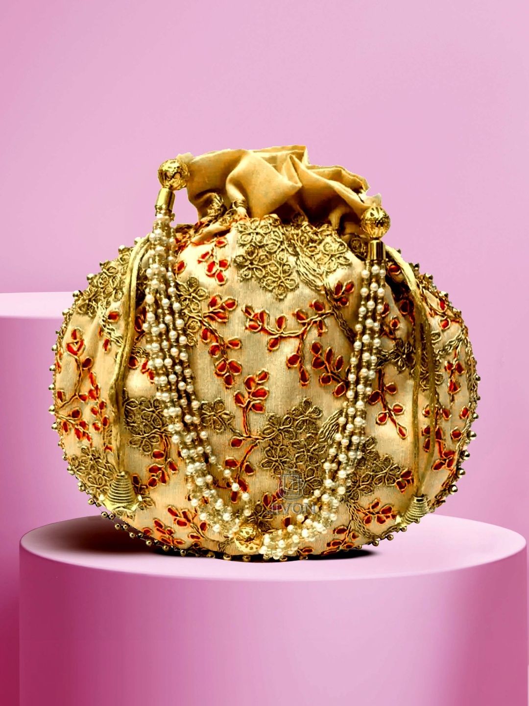 JIVON Embroidered Embellished Potli Clutch-picture-15