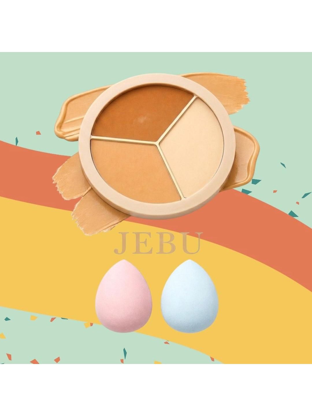 JEBU 3 In 1 Face Concealer Palette For Dark Circles With Beauty Blender-picture-39