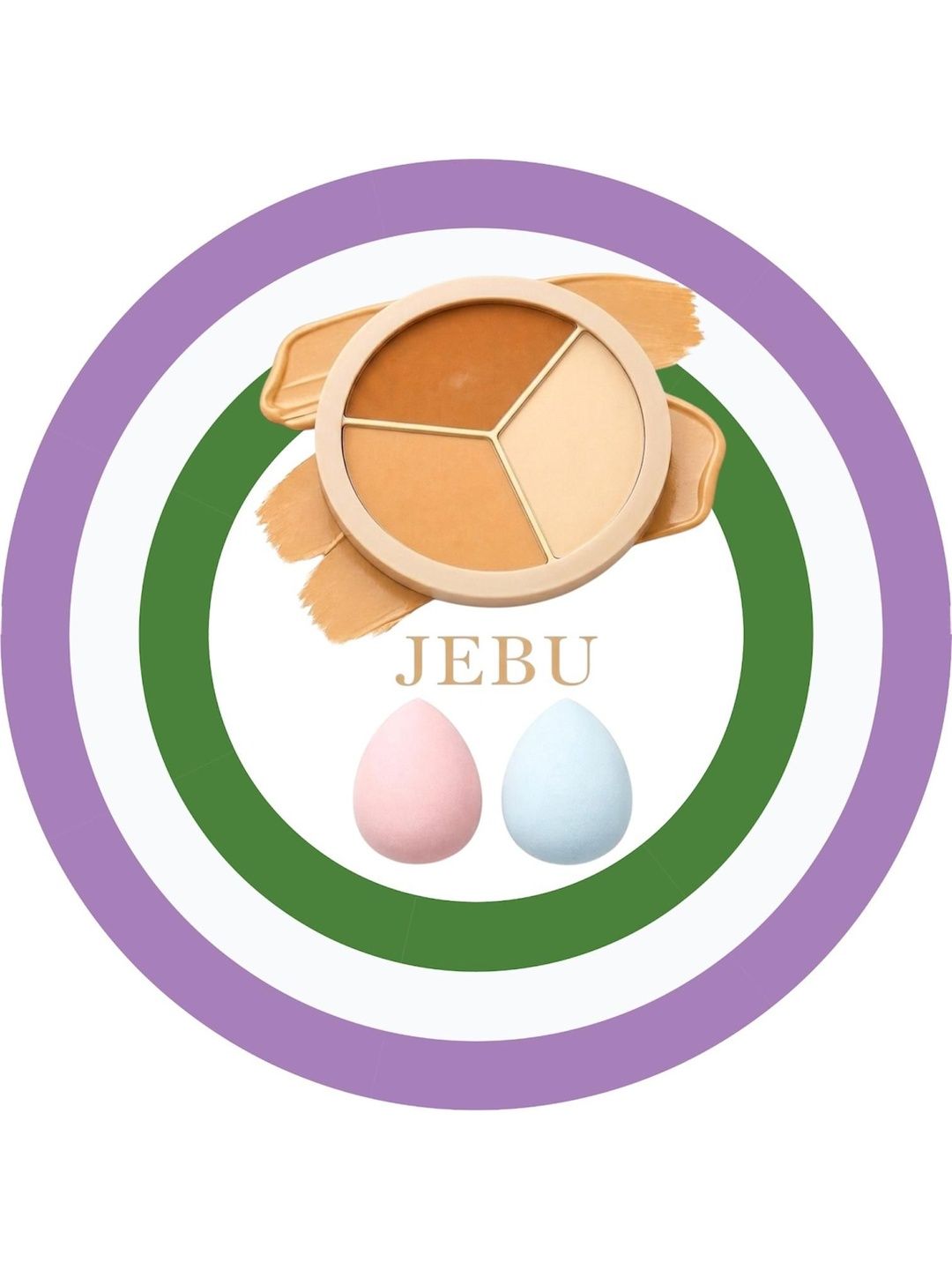 JEBU 3 In 1 Face Concealer Palette For Dark Circles With Beauty Blender-picture-28
