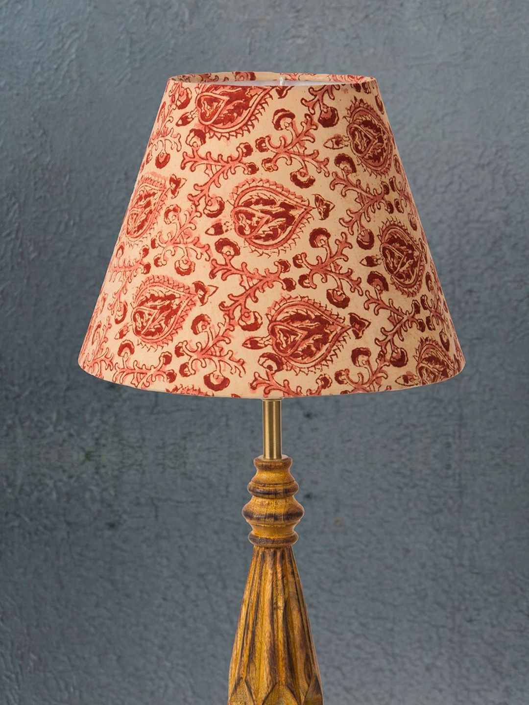 Fabindia Multicoloured Printed Cotton Frusturical Shaped Table Lamp-picture-37