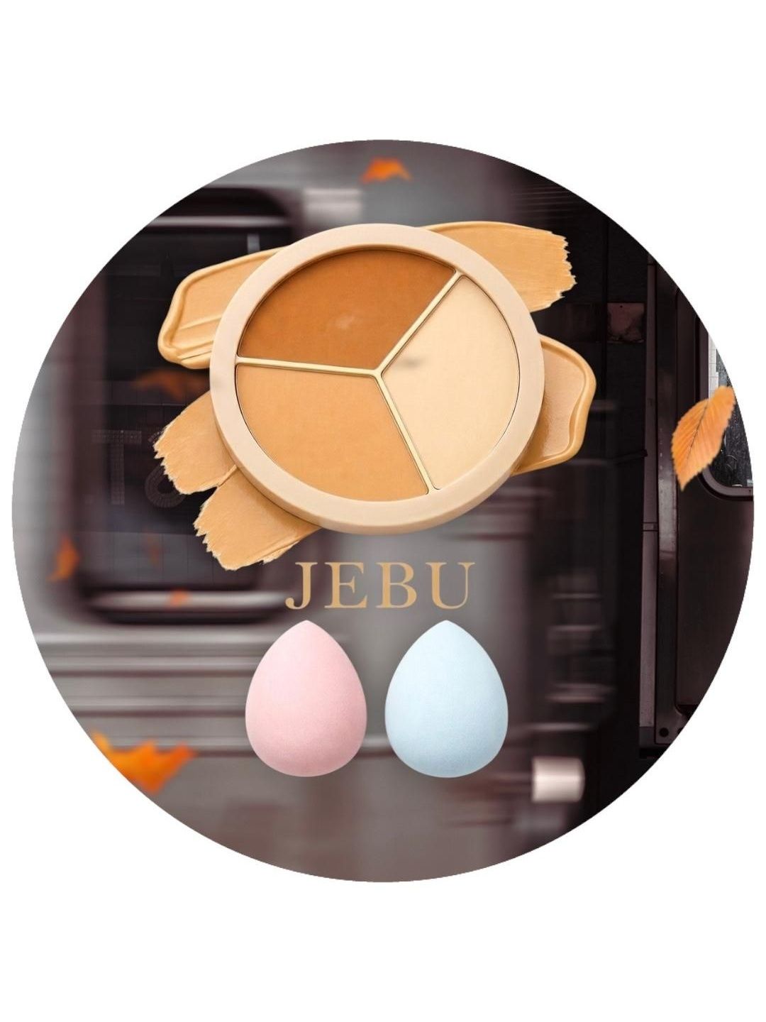 JEBU 3 In 1 Face Concealer Palette For Dark Circles With Beauty Blender-picture-20