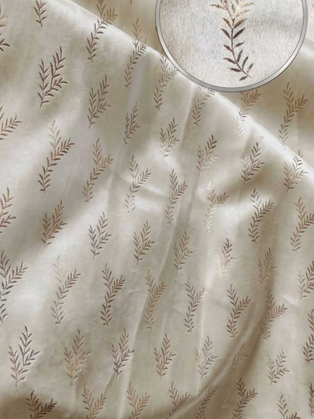 RAINBOW FURNISHINGS Cream-Coloured Set of 2 Embroidered Long Door Curtain-picture-29