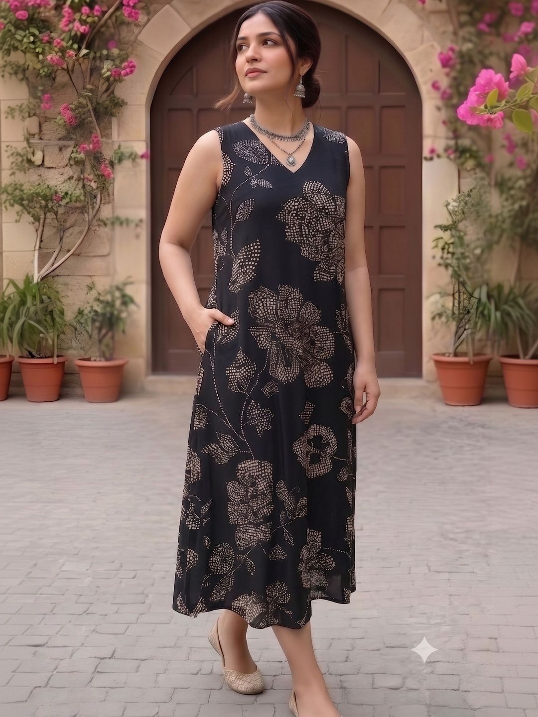 PIMU Floral Print A-Line Maxi Dress-image-32