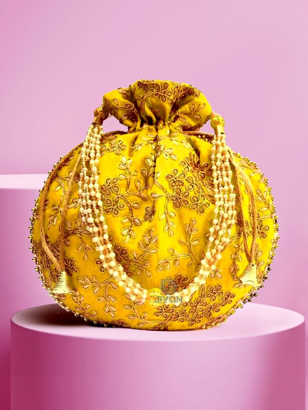 JIVON Embroidered Embellished Potli Clutch-picture-26