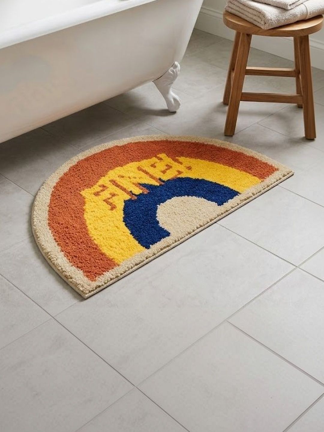 Saral Home Yellow Self Designed Bath Rug With Anti-Skid Backing & Water Absorbing-image-29