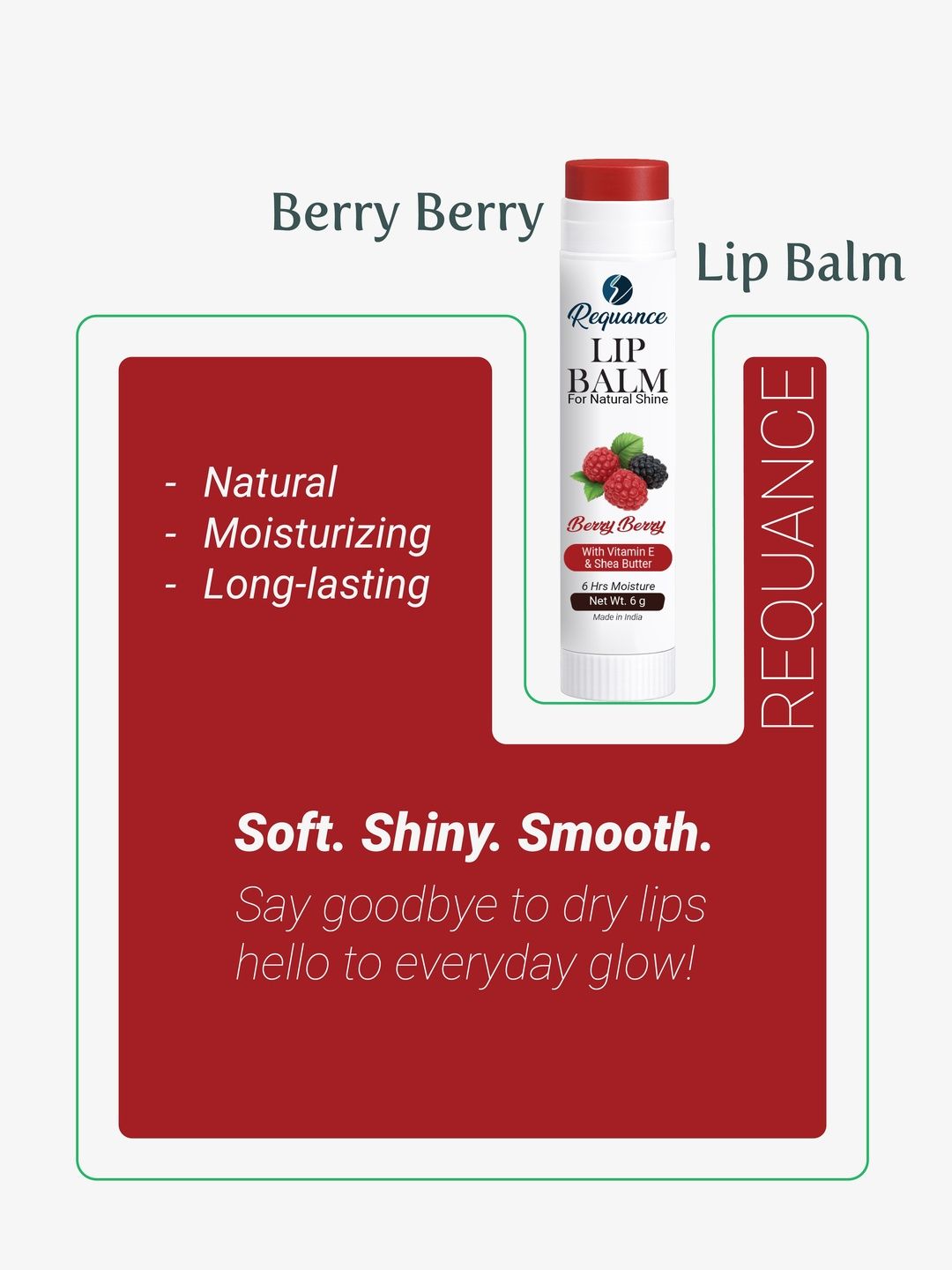 REQUANCE Berry Berry Lip Balm Enriched With Vitamin E & Shea Butter - 6 g-image-33