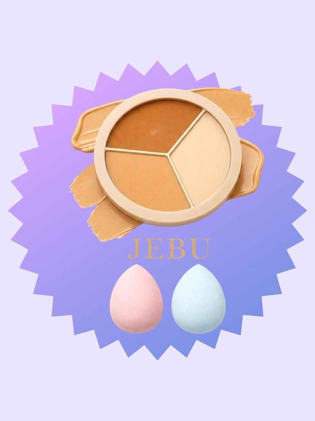 JEBU 3 In 1 Face Concealer Palette For Dark Circles With Beauty Blender-picture-33