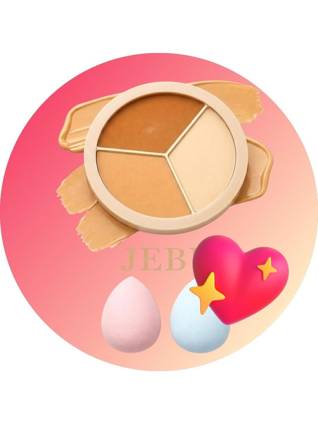 JEBU 3 In 1 Face Concealer Palette For Dark Circles With Beauty Blender-picture-10