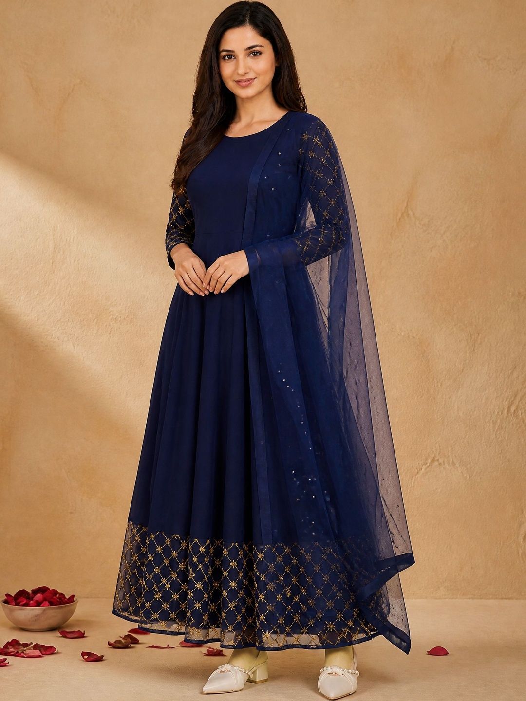 Moda Rapido Embroidered Round Neck A-Line Anarkali Ethnic Dresses-picture-11