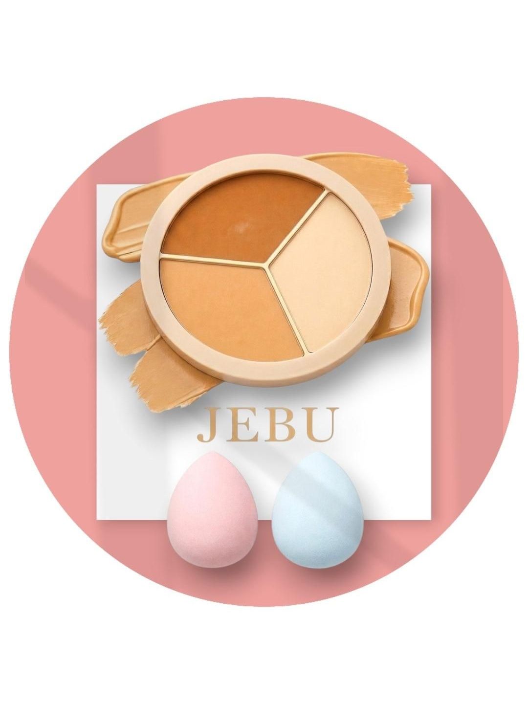 JEBU 3 In 1 Face Concealer Palette For Dark Circles With Beauty Blender-picture-47