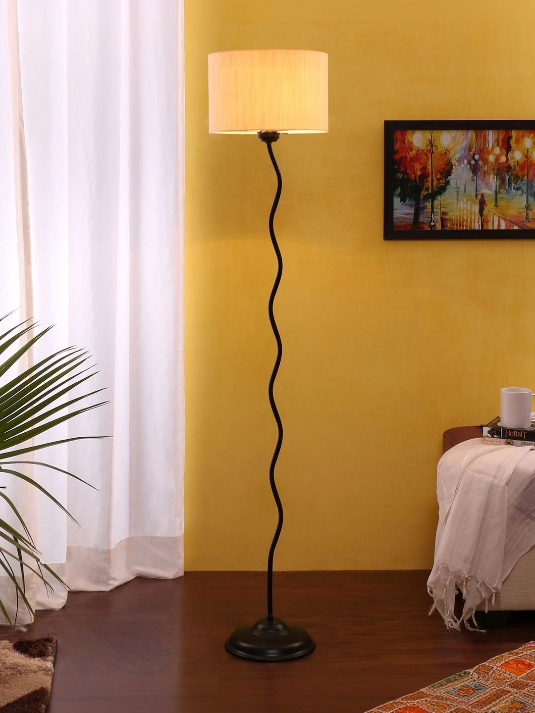 Myntra Elegant Homes Off -White & Black Wooden Floor Lamps-image-14