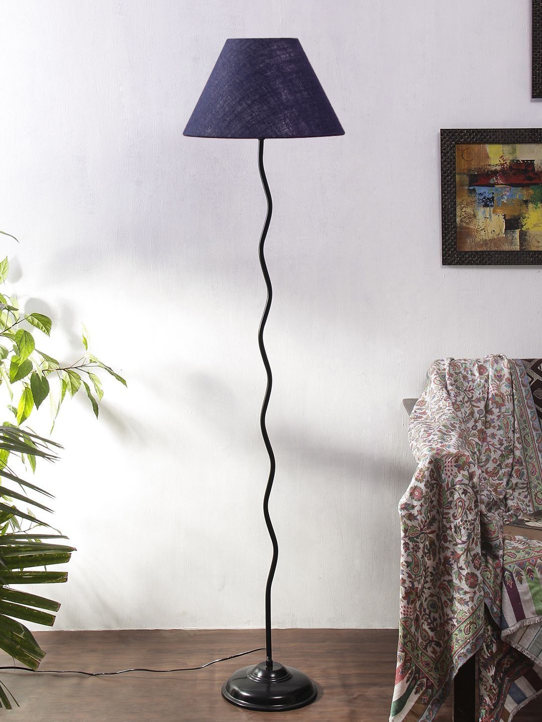 Myntra Elegant Homes Blue & Black Wooden Floor Lamps-picture-10