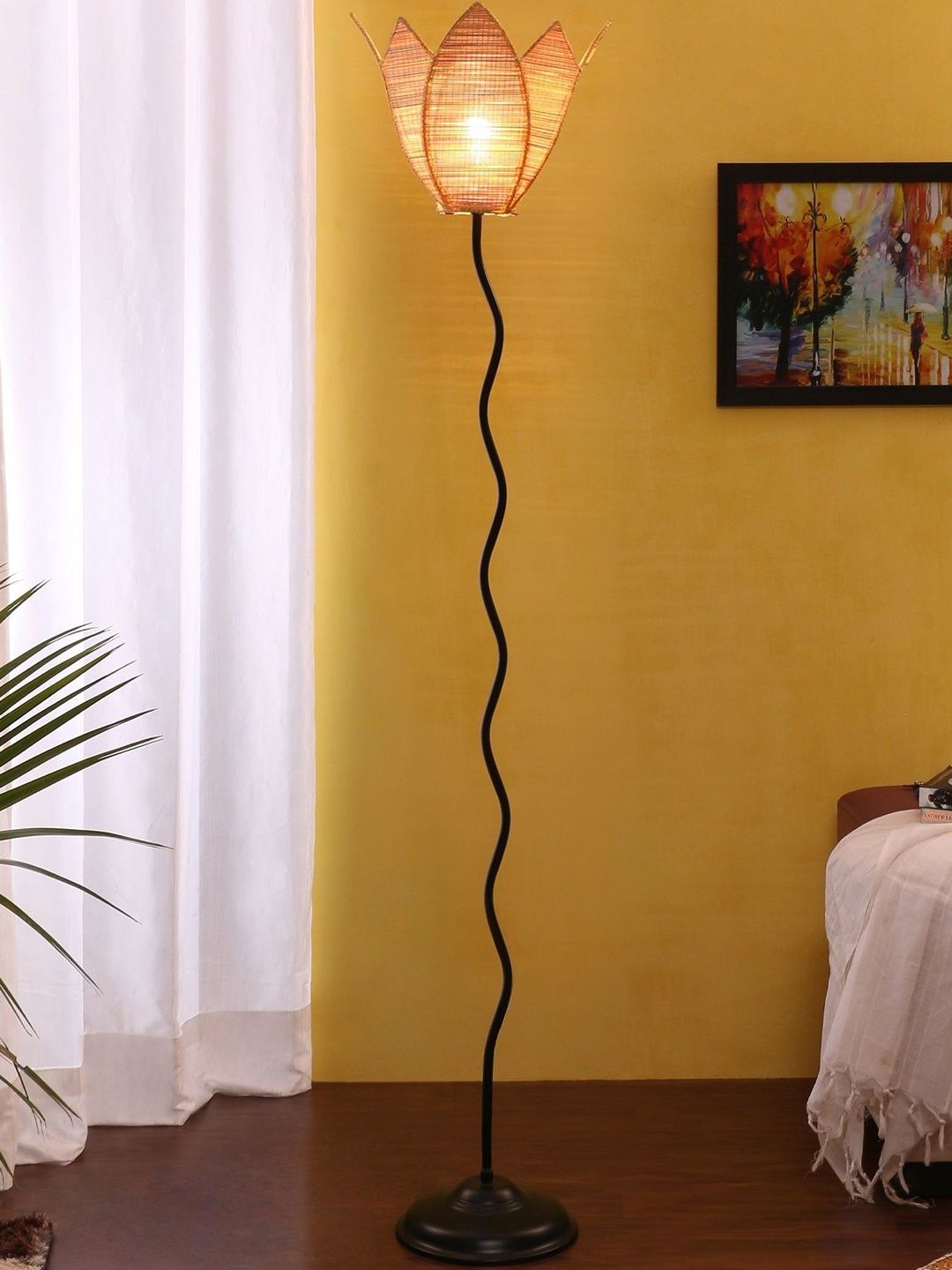 Myntra Elegant Homes Beige Metal Zig Zag Floor Lamps-image-9