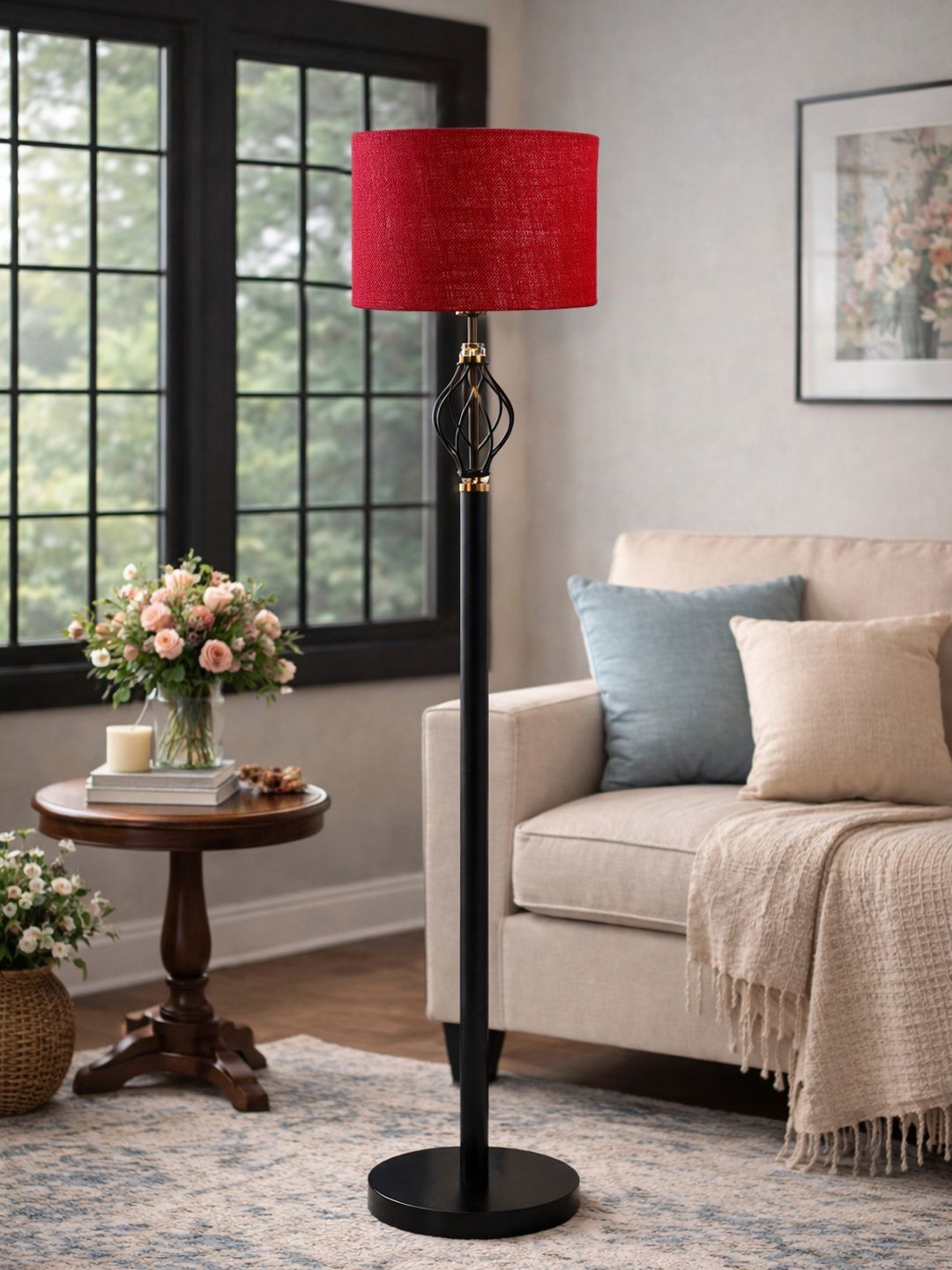 Myntra Elegant Homes Red & Black Wooden Floor Lamps-picture-38