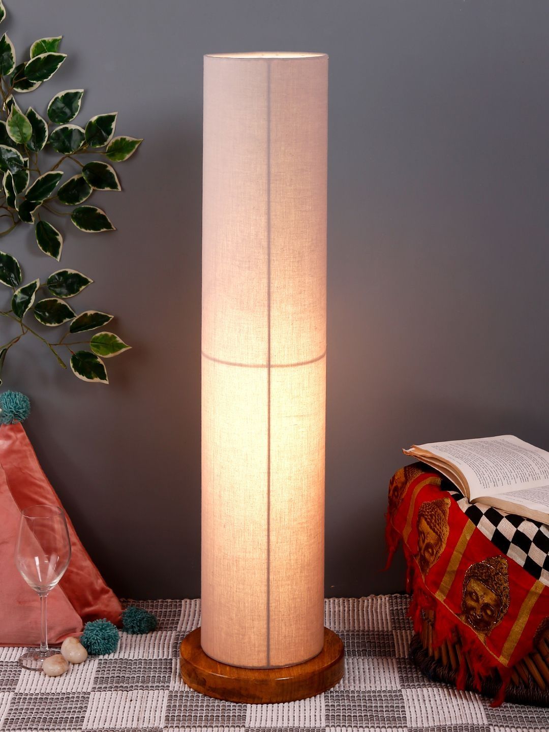 Myntra Elegant Homes Grey Wooden Tower Floor Lamps-image-27