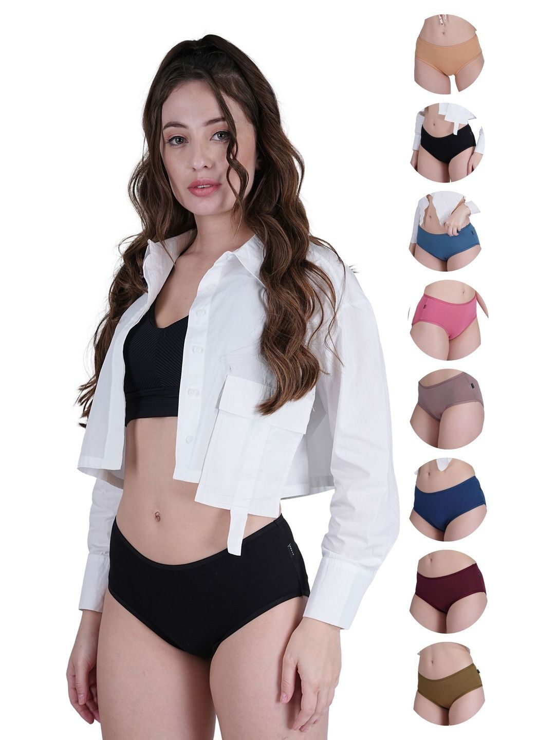 SOVIV Women Pack of 8 Assorted Cotton Blend Basic Briefs-image-8