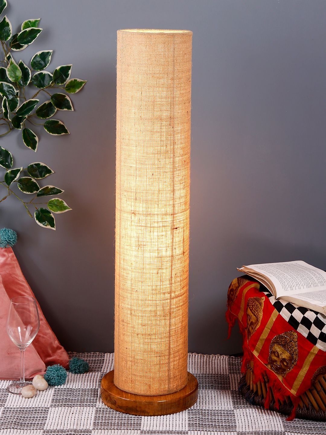Myntra Elegant Homes Beige Wood Floor Lamps-image-18