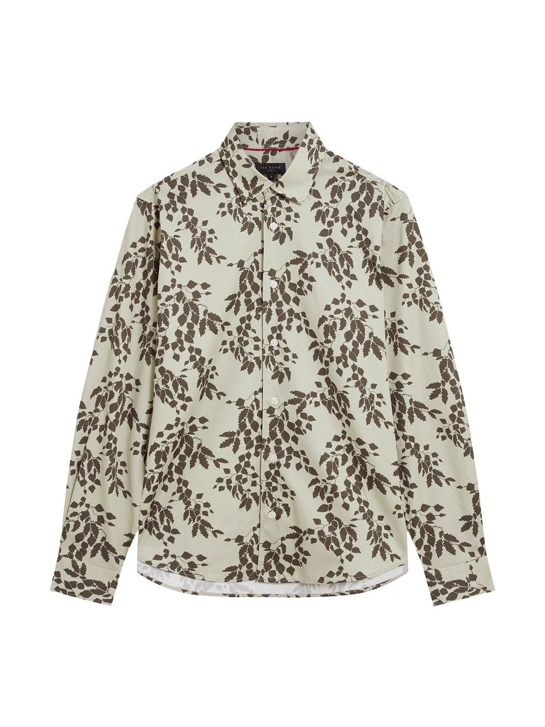 ted baker Men Light Green Foliage Print Cotton Long Sleeve Shirt-picture-16